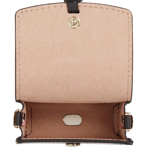 KATE SPADE Black Pink Floral Rose AirPod PRO Chain Crossbody Bag Case - Picture 6 of 14